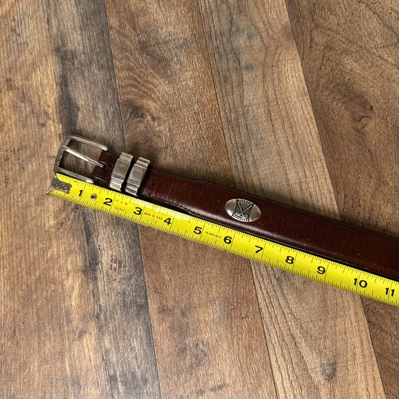 Vintage Golf Top Grain Leather Belt Mens Size 36 Brown Silver Buckle Accent - Picture 7 of 9